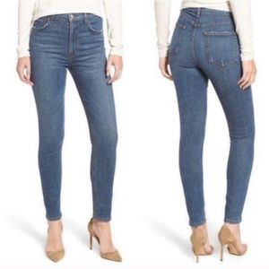 Reformation High Rise Skinny Jeans Rhinestone Wash